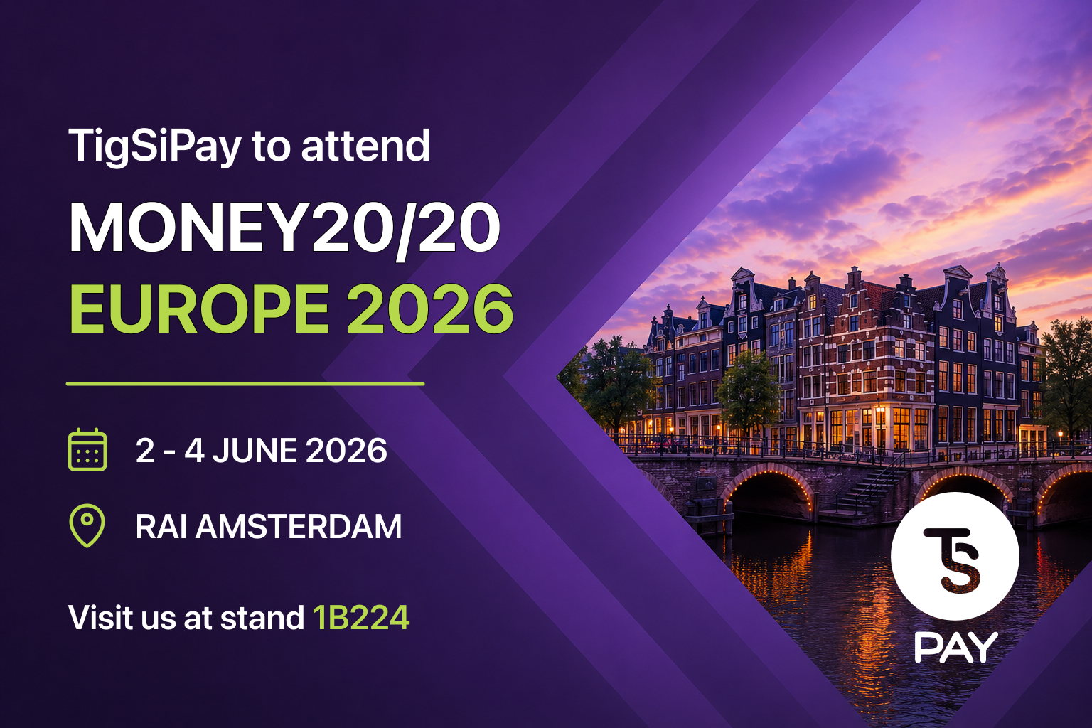 TigSiPay piedalīsies Money20/20 Europe 2026 Amsterdamā